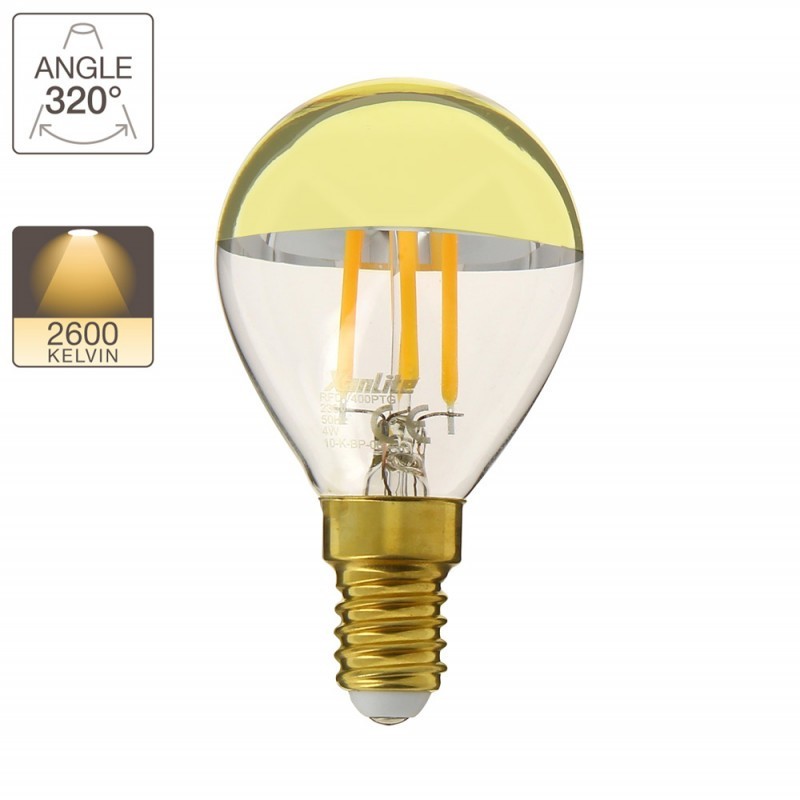 XANLITE ΛΑΜΠΤΗΡΑΣ LED DECO FILAMENT ΚΑΘΡΕΦΤΗ ΧΡΥΣΟ P45 E27 4W (32W) ΖΕΣΤΟ ΛΕΥΚΟ ΦΩΣ 2700K 360LM
