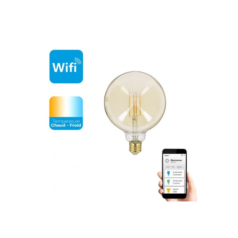 XANLITE KOZII ΛΑΜΠΤΗΡΑΣ LED SMART WIFI KAI BLUETOOTH FILAMENT CCT E27 G125 4,9W 470LM