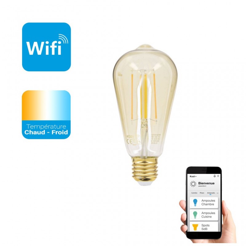 XANLITE KOZII ΛΑΜΠΤΗΡΑΣ LED SMART WIFI KAI BLUETOOTH FILAMENT CCT E27 ST64 45,5W 470LM