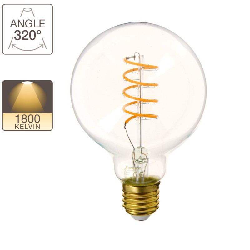 XANLITE ΛΑΜΠΤΗΡΑΣ LED DECO SPIRAL G95 E27 4W (28W) ΖΕΣΤΟ ΛΕΥΚΟ ΦΩΣ 1800K 300LM
