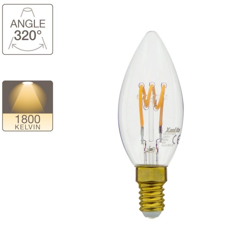 XANLITE ΛΑΜΠΤΗΡΑΣ LED DECO FILAMENT E14 4W (18W) ΖΕΣΤΟ ΛΕΥΚΟ ΦΩΣ 1800K 180LM XANLITE ΛΑΜΠΤΗΡΑΣ LED DECO FILAMENT E14 4W (18W) ΖΕΣΤΟ ΛΕΥΚΟ ΦΩΣ 1800K 180LM