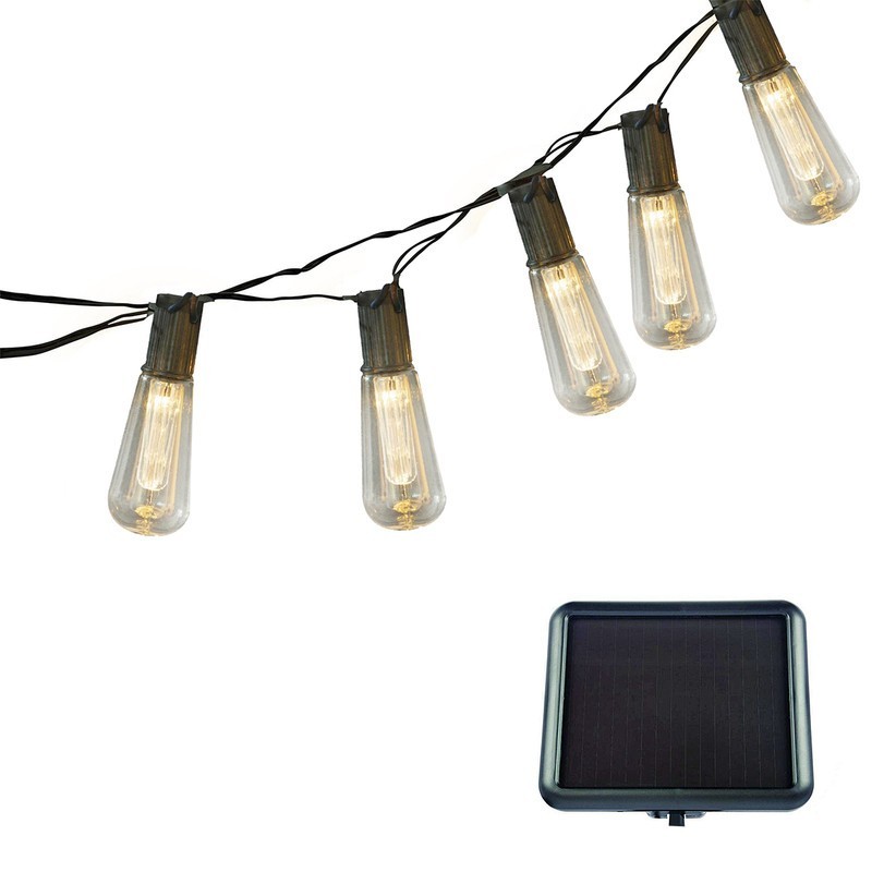 EZSOLAR ΗΛΙΑΚΗ ΓΙΡΛΑΝΤΑ ΛΕΥΚΗ ΜΕ 10 ΛΑΜΠΕΣ IP44 ST64 6 ΜΕΤΡΑ ΠΑΝΕΛ ΜΕ ΜΑΝΤΑΛΟ ΑΥΤΟΝΟΜΙΑ 8Η