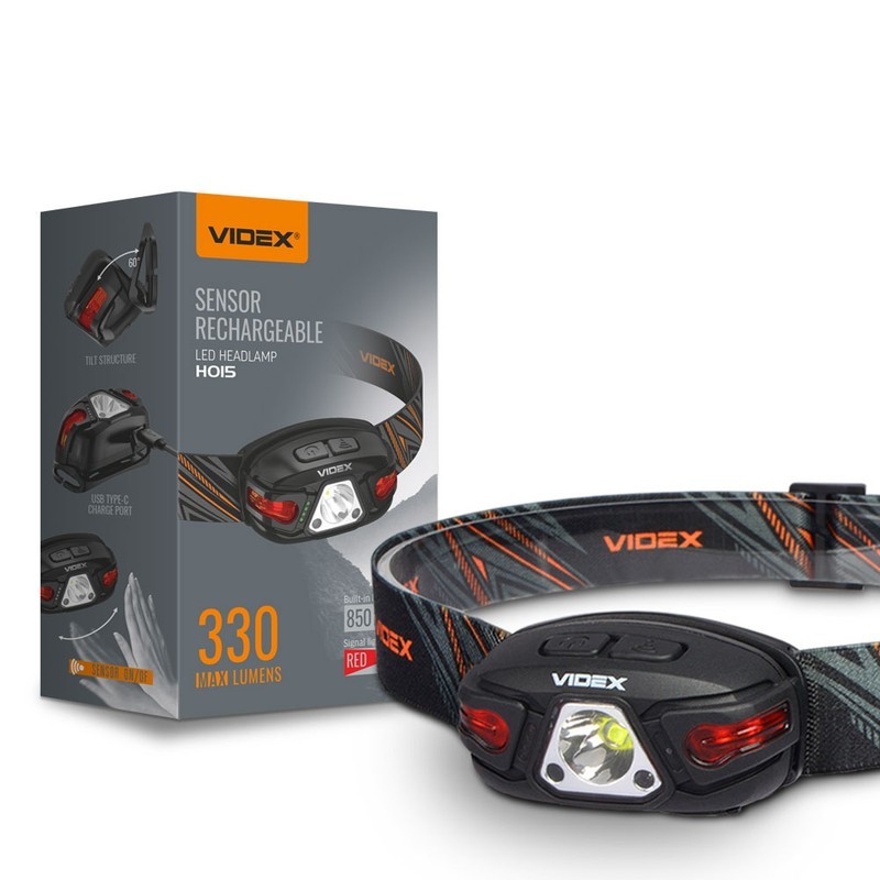 VIDEX Επαναφορτιζόμενος Φακός Κεφαλής 330LM IP67